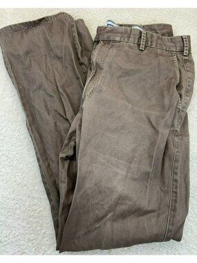 Peter Millar Mens Dress Pants Brown Size 35 Cotton Blend Straight Fit Pre-Owned